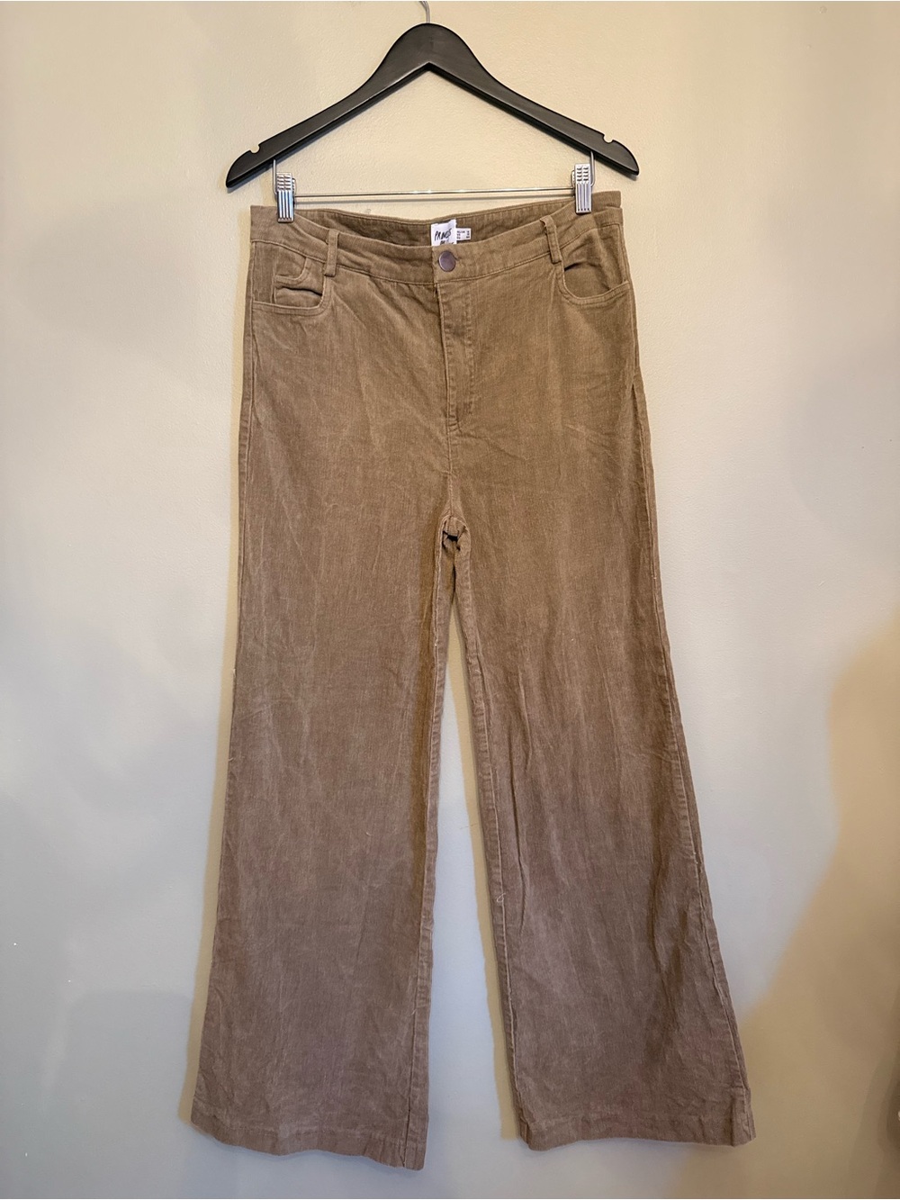 Princess Polly wide leg corduroy tan pants size 12